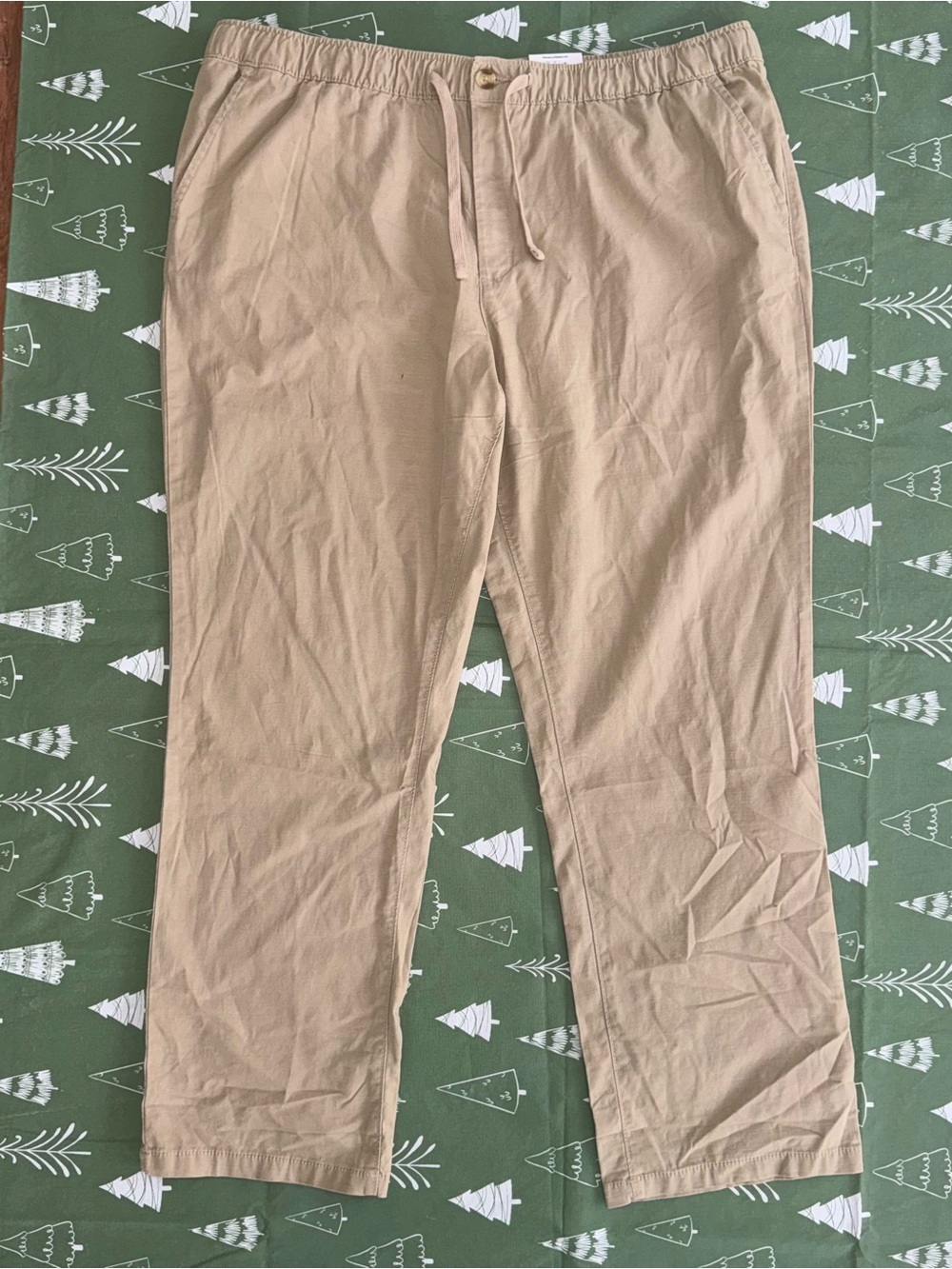George Men’s Weekend Chino Pull-On Pants XL 40-42 Khaki Stretch Straight Leg